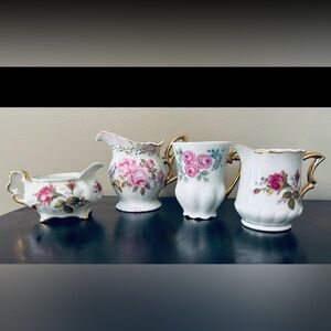 Lot of 4 Antique ROSE Sugar Creamers - Perfect Small Planters - Succulents